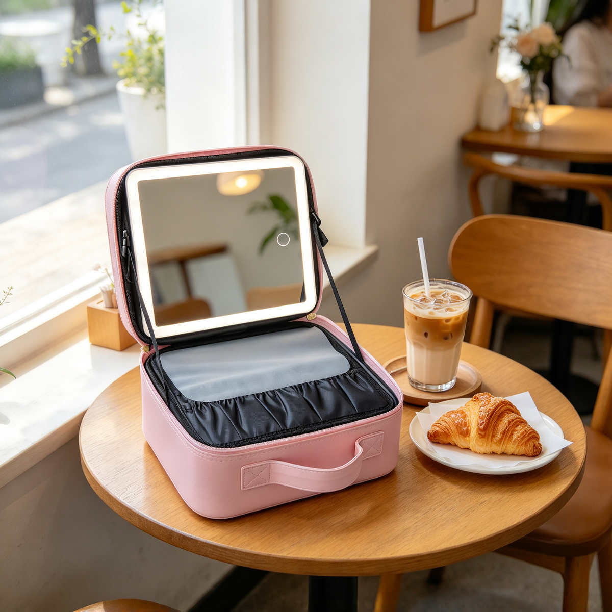 💗 Makeup Case | PU Leather Travel Vanity | Illuminated Mirror Storage