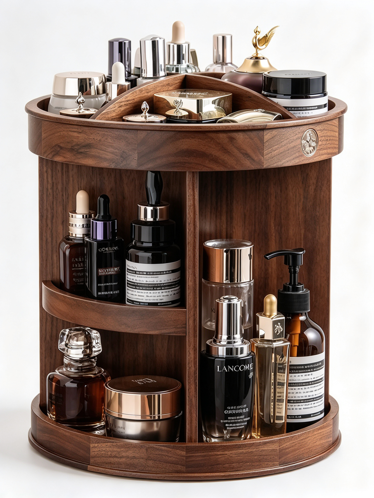 🪵 Makeup Organizer | Wooden Rotating Vanity | Elegant Beauty Storage
