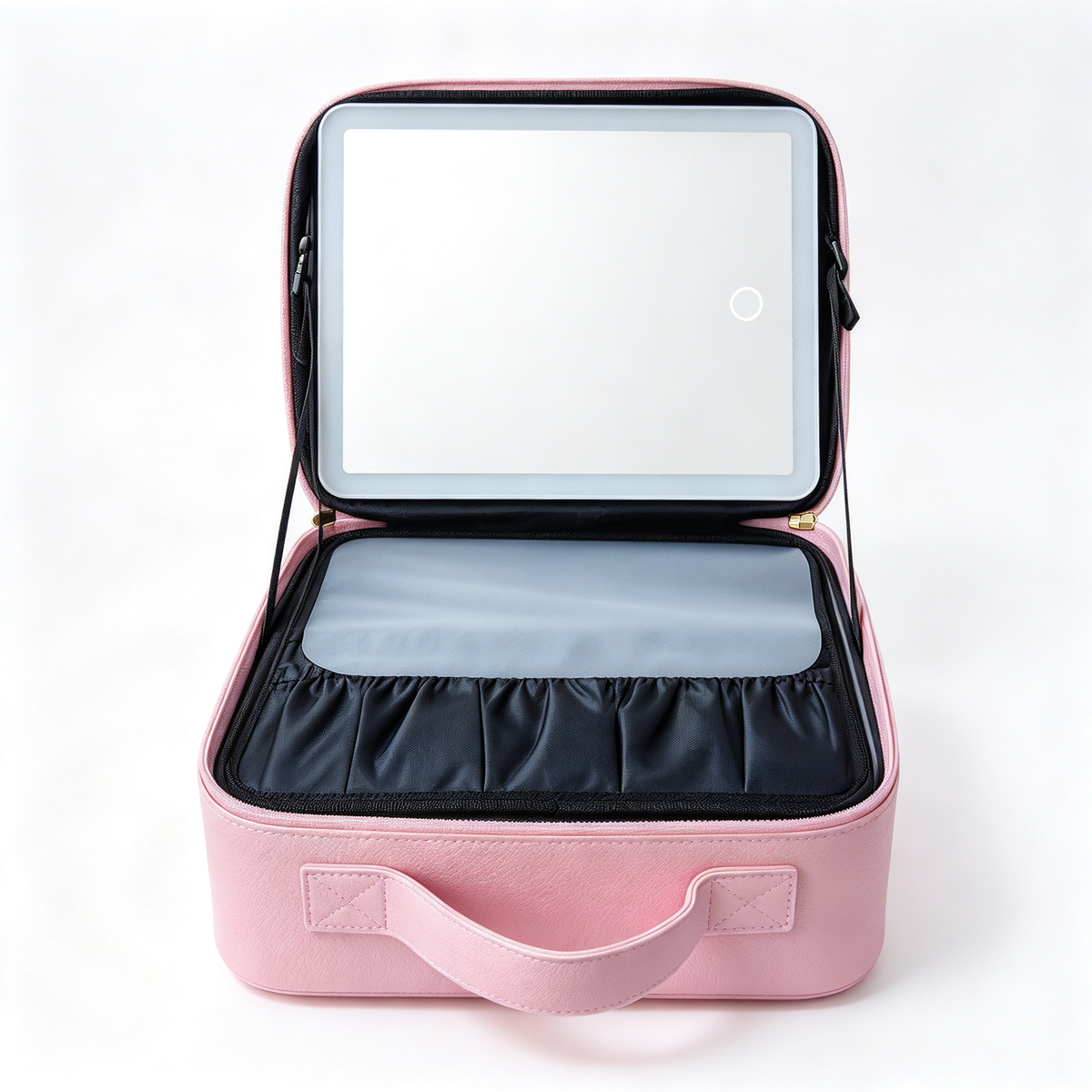 💗 Makeup Case | PU Leather Travel Vanity | Illuminated Mirror Storage